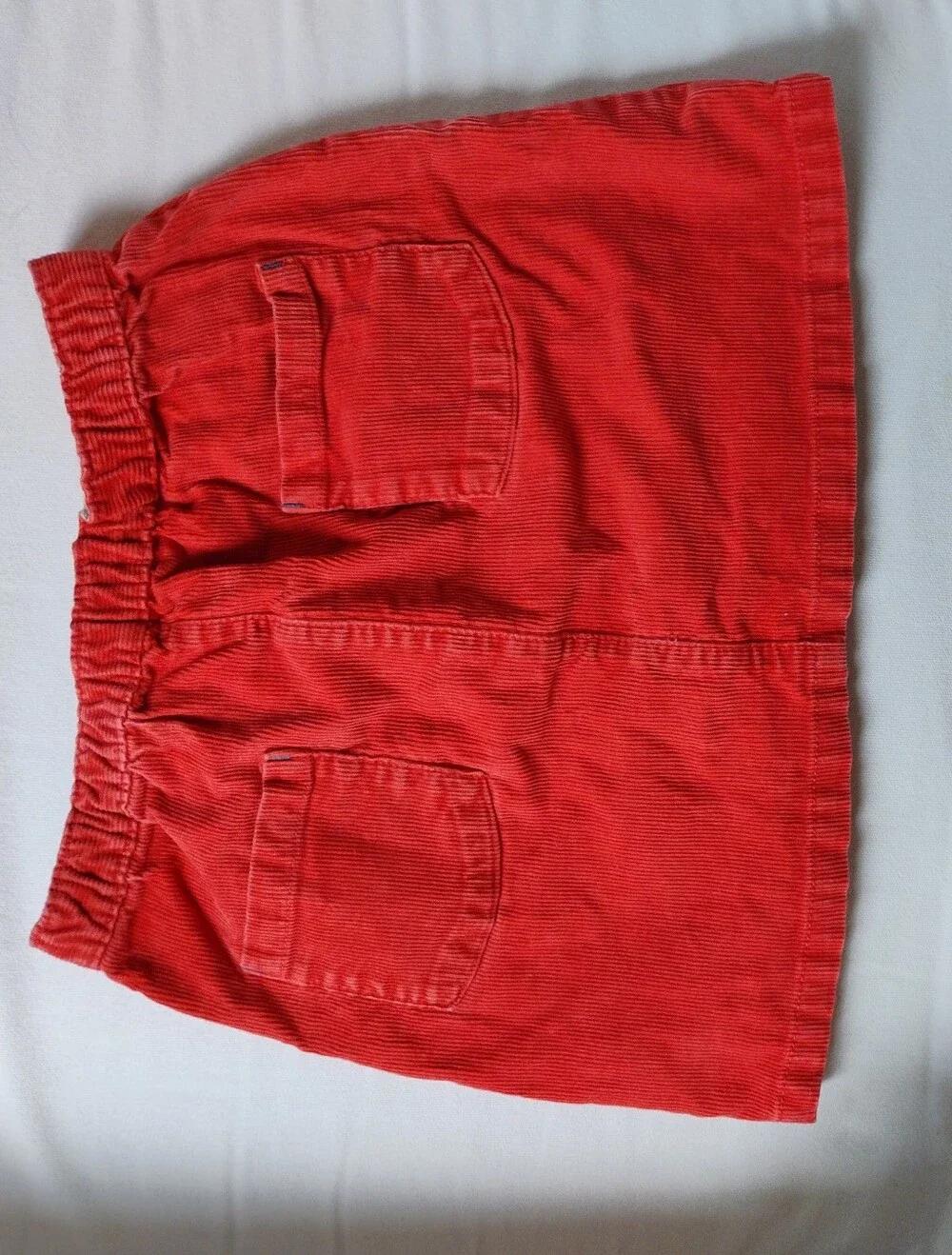 Girl's Coral-Red Corduroy Button-Front Skirt